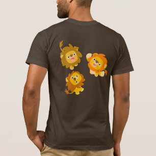 "We're Here!!" Cute Cartoon Lions T-shirt (back)