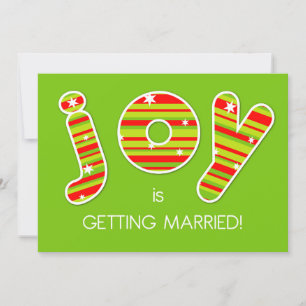 We're Married New Address JOY in Red & Green Strip Invitation