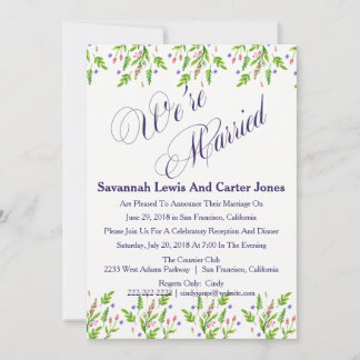 "We're Married"Summer Flower Wedding Announcement