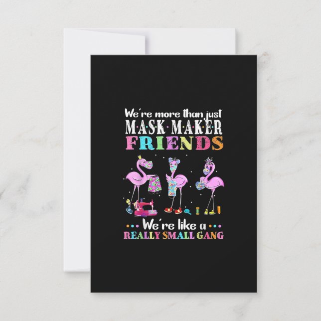 Were More Than Just Mask Maker Friends Flamingo RSVP Card (Front)