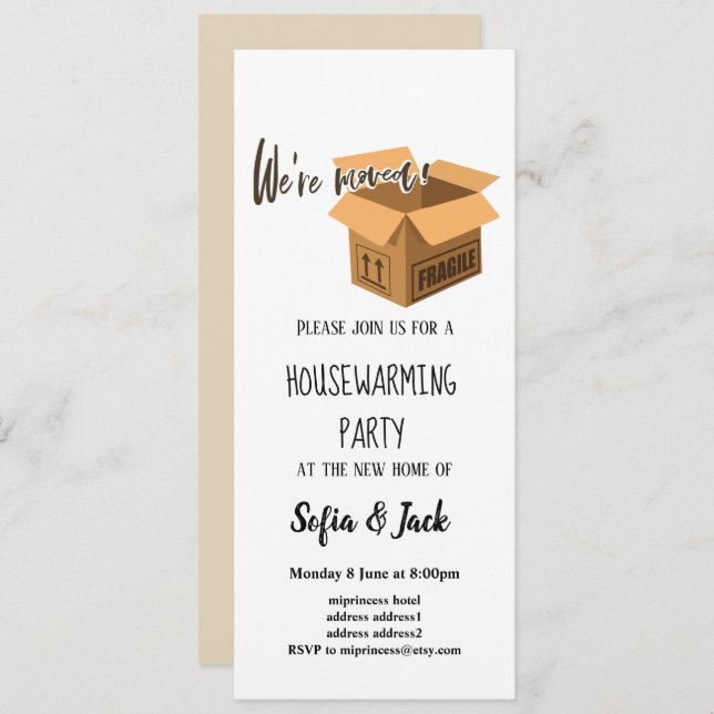we're moved housewarming party invitation (Front/Back)