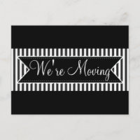 We're Moving Black Striped Notification Postcards