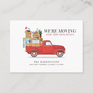 We're Moving Holiday Change of Address Red Truck Business Card