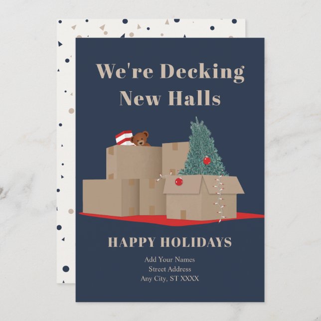 We're Moving New Address Navy Holiday Card (Front/Back)