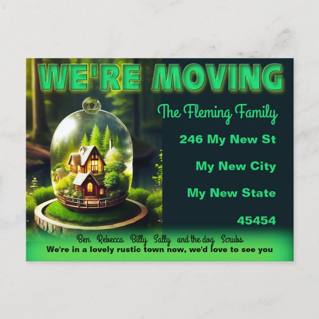 We're Moving, Rustic Country Glass Dome Cover Post Postcard (Front)