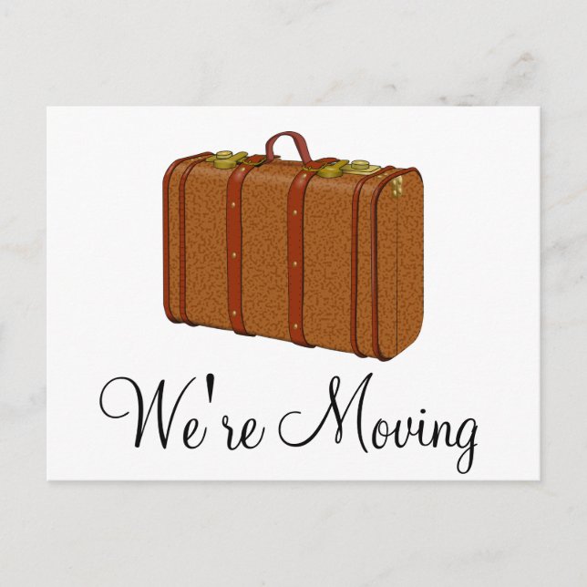 We're Moving Suitcase Notification Postcards (Front)