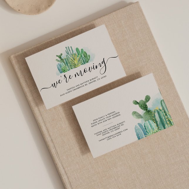 We're Moving Watercolor Cacti Address Change Card (Creator Uploaded)