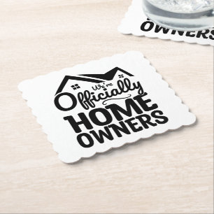 We're Officially Homeowners Cool Family House meme Paper Coaster
