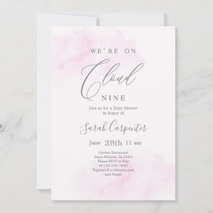 We're on Cloud 9 Baby Shower Girl Invitation