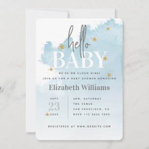 We're on Cloud 9 Hello Baby Shower Invitation