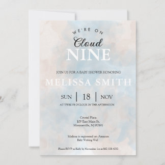 "We're On Cloud Nine" Baby or Bridal Shower Invitation