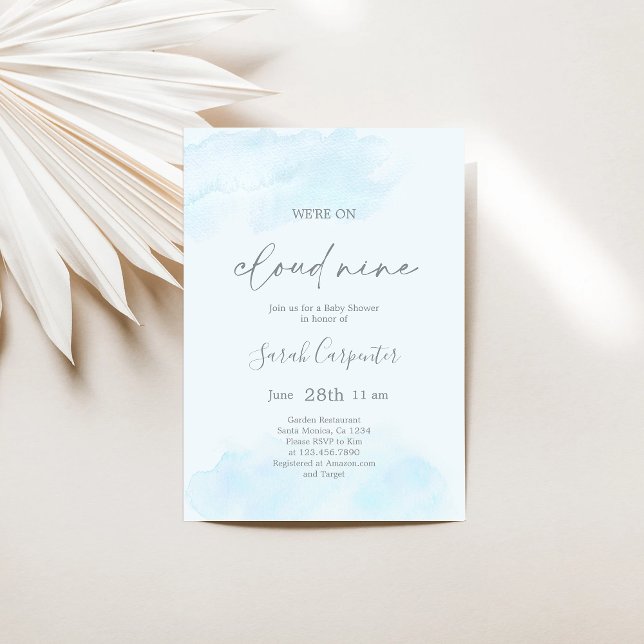 We're on Cloud Nine Baby Shower Boy Invitation (Creator Uploaded)