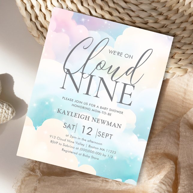 We're on Cloud Nine Baby Shower Budget Invitation (Creator Uploaded)