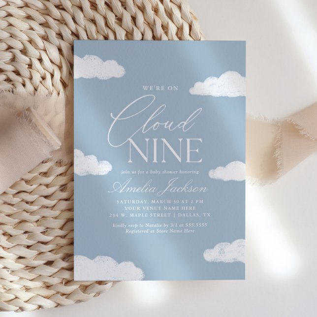We're On Cloud Nine Baby Shower Invitation (Creator Uploaded)