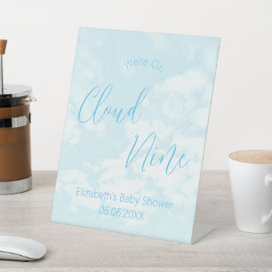 We're On Cloud Nine Baby Shower Pedestal Sign