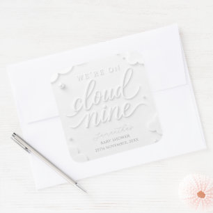We're on Cloud Nine Baby Shower Square Sticker