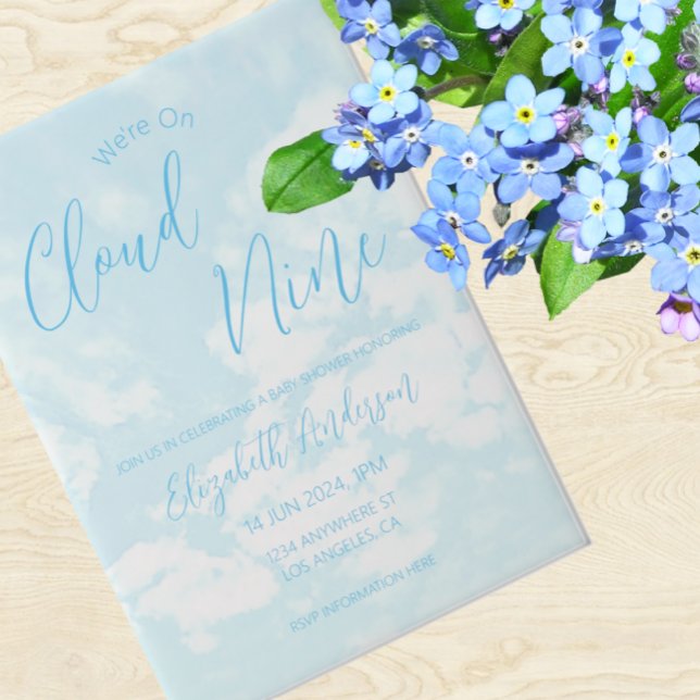 We're On Cloud Nine Baby Shower Vellum Invitations (Creator Uploaded)
