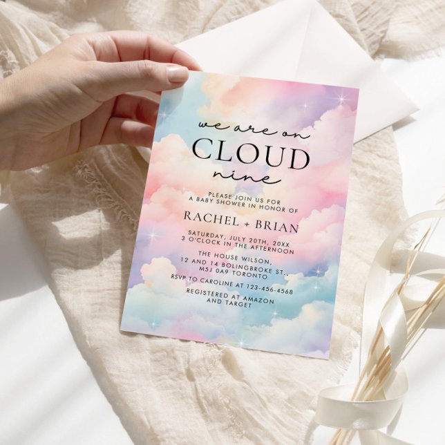 We're on Cloud Nine Dreamy Sky Baby Shower Invitation (Creator Uploaded)