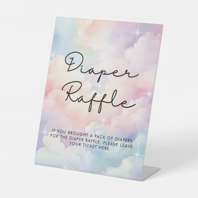 We're On Cloud Nine Dreamy Stars Baby Shower Pedestal Sign (Front)