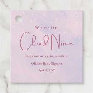 We're on Cloud Nine Girl Baby Shower Favour Tags