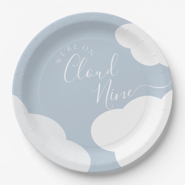 We're On Cloud Nine Paper Plate (Front)