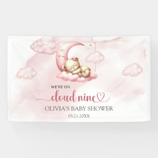 We're on cloud nine pink girl Baby Shower Banner