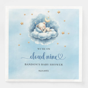 We're on cloud nine sleeping teddy bear boy napkin