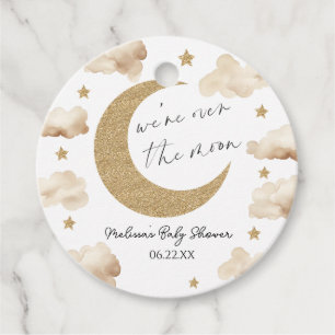 We're Over The Moon Boho Celestial Baby Shower Favour Tags