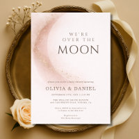 We're Over The Moon Pink Couples Baby Shower