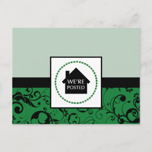we're posted announcement : professional damask postcard