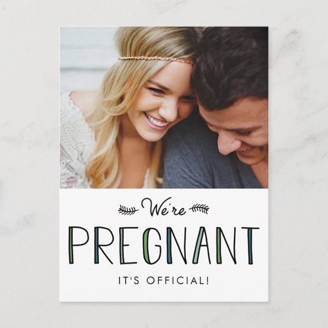 We're Pregnant | Pregnancy Announcement Postcard (Front)