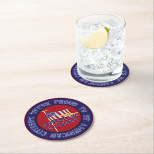 We're Proud American Citizens Round Paper Coaster