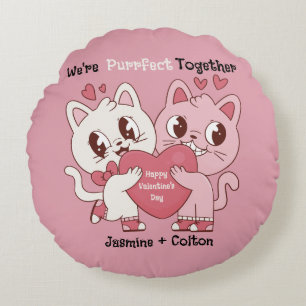 We're Purrfect Together Cute Valentine Pillow