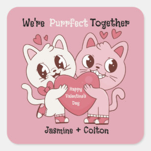 We're Purrfect Together Square Sticker