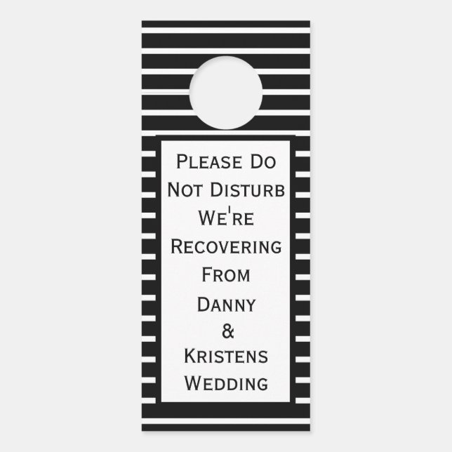 We're Recovering Door Hanger For Wedding Guests (Front)