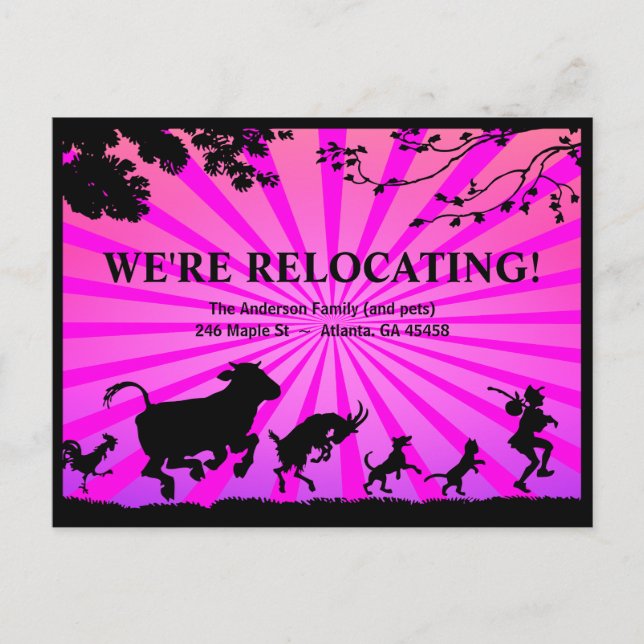 We're Relocating-Bold Colourful Moving Announcemen Postcard (Front)