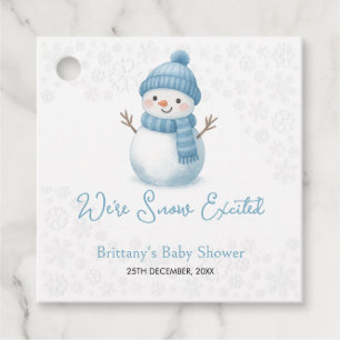 We're Snow Excited Snowmen Boy Baby Shower Favour Tags