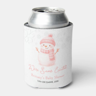 We're Snow Excited Snowmen Girl Baby Shower Can Cooler