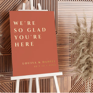 We're So Glad You're Here Terracotta Wedding Foil Prints