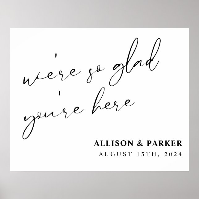 We're So Glad You're Here Wedding Welcome Poster (Front)