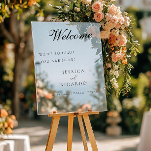 We're so glad you're here wedding welcome sign 