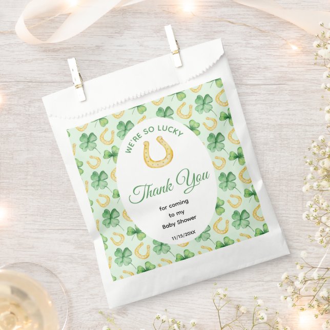 We're So Lucky Horseshoe St Patrick's Baby Shower Favour Bags (Clipped)