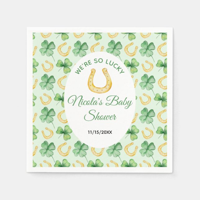 We're So Lucky Horseshoe St Patrick's Baby Shower Napkin