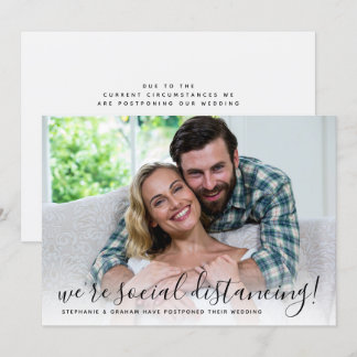 We're Social Distancing Postponed Wedding Photo Invitation