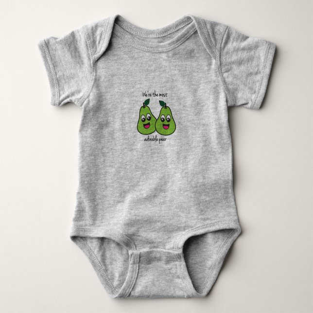 We're the Most Adorable Pear Twin Baby Bodysuit (Front)
