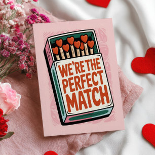We're The Perfect Match Cute Funny Valentine's Day Postcard