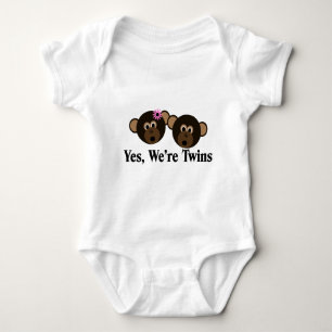 We're Twins 1G1B Monkeys Baby Bodysuit