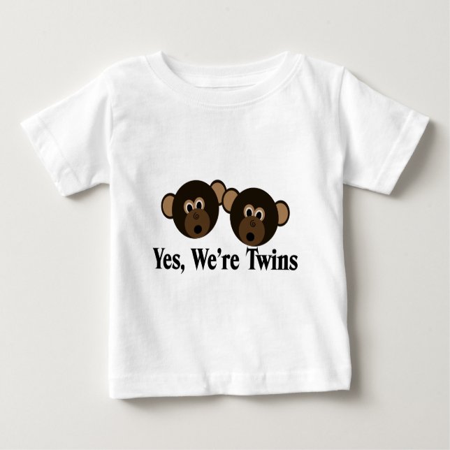 We're Twins 2 Boys Monkeys Baby T-Shirt (Front)