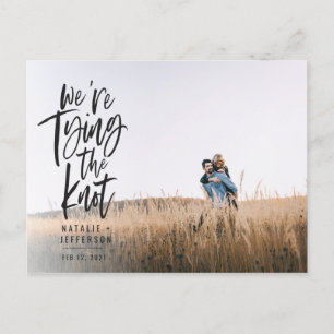 We're tying the knot announcement postcard