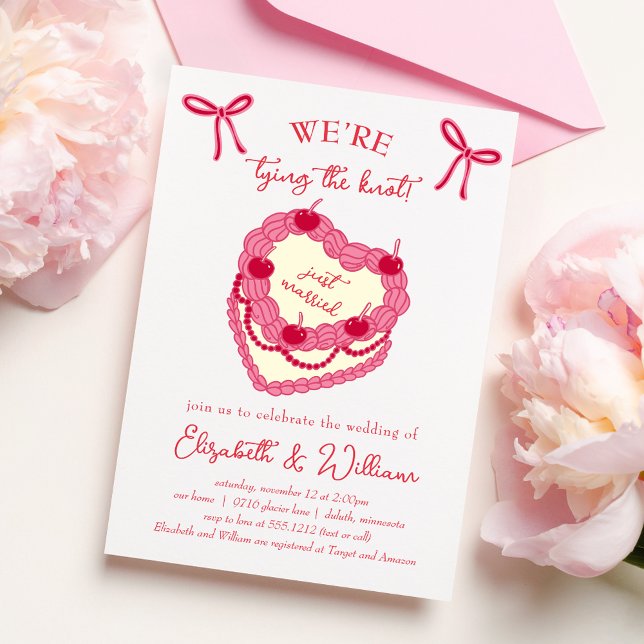 We're Tying the Knot Coquette Cherry Wedding Invitation (We're Tying the Knot Coquette Cherry Wedding Invitation)